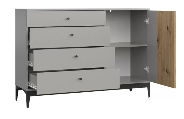 НОРДИК Комод-140 Холодный серый Дуб Артизан