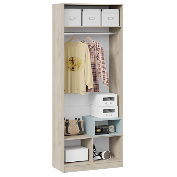 Оливер Шкаф для одежды (Дуб Крафт серый/Белый/Серо-голубой