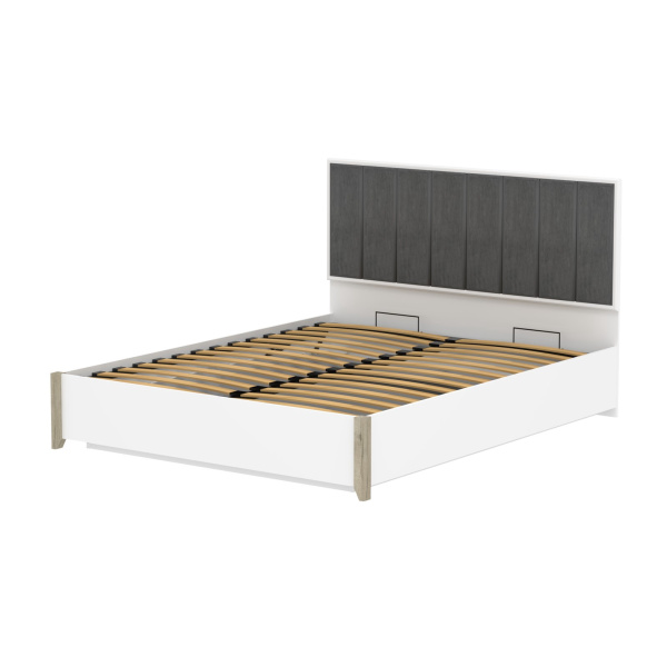 AURELIO 307 Кровать Люкс 1600*2000 +основание Белый/Блеквуд Сатиновый