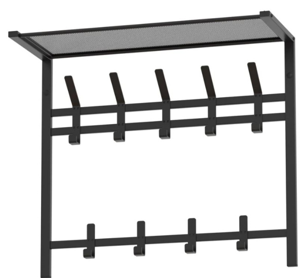Вешалка Торонто 22 с полкой  2-х ярусная металл Черный*670 /ВСПТ22 Ч