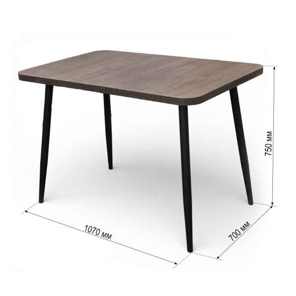 Стол Корсика CRAFT 32,1070*700, Нераздвижной, (ЛДСП Дуб Шоколад) В1, металл черный