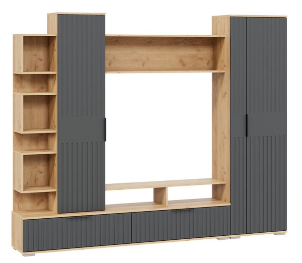 Стенка в гостиную Моника Дуб Крафт / Графит Матовый