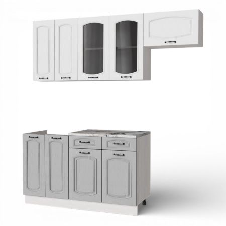 Кухня РАВЕННА Анкор светлый/Дуб светл/Дуб дымчат (Столешница Альберика+сушка+планка) 