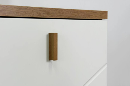 Комод 3 Хюгге белое дерево/дуб крафт золотой/белый матовый