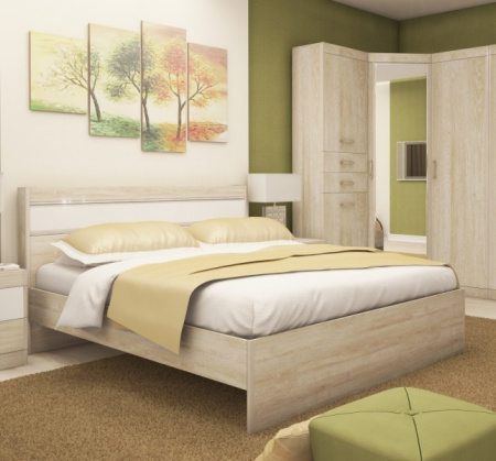 Ника Н19в Кровать 1400*2000 лам.белый/дуб сонома (без основания)