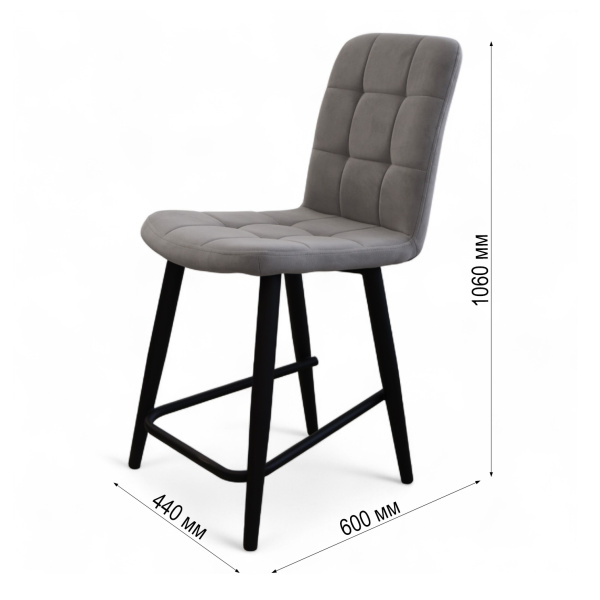 Стул Абсент NEW ПОЛУБАРНЫЙ , Т180 светло-серый+нога 1R38 Bh500 полубарный мини черный
