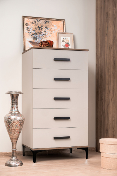 Кара 3 Комод высокий Дуб Табачный Craft/Велюр