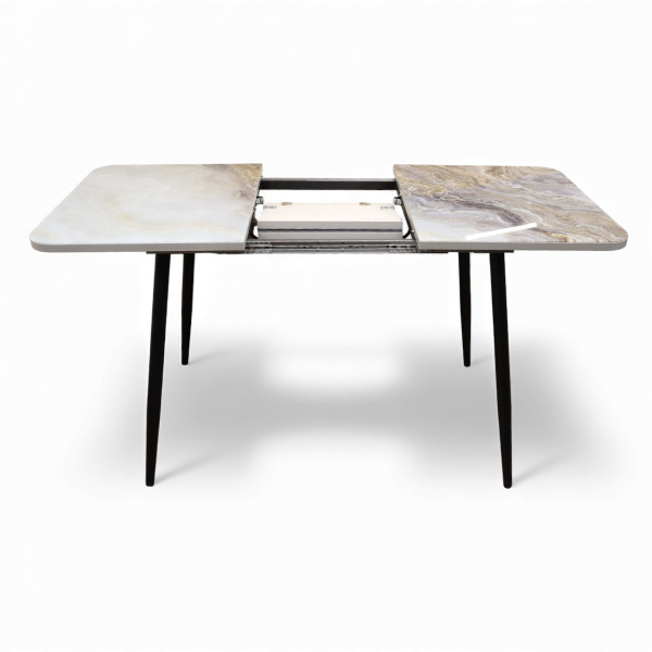 Стол Турин 1100(+400)*700,бабочка, ф/печ Мрамор КР051, B1+металл черный