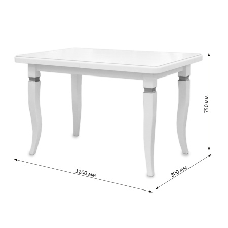 Стол СКР 120+35*80*75 прямоугол.(квадрат)/белая эмаль патина CЕРЕБРО/опора №5