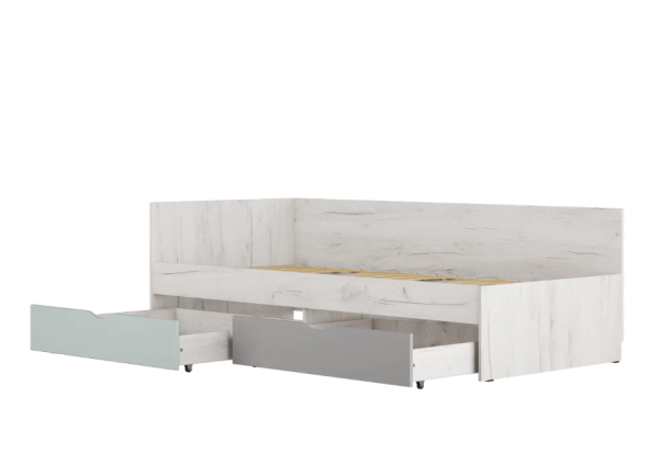 МИКС Кровать Кр-55 с ящ Кэмпион/ Калатея/ корпус Дуб Крафт Белый