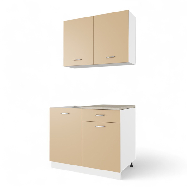 Кухня Комплект №10 ДАША Белый/Мокко(Берил бежевый / без мойки ) 1,0 м 