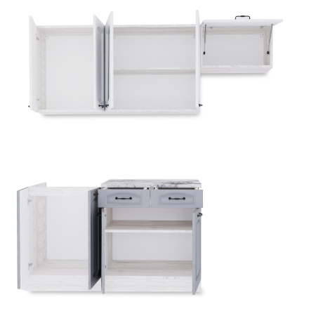 Кухня РАВЕННА Сосна лофт/Дуб светлый/Дуб дымчатый (Столешница Альберика) 1,4м 